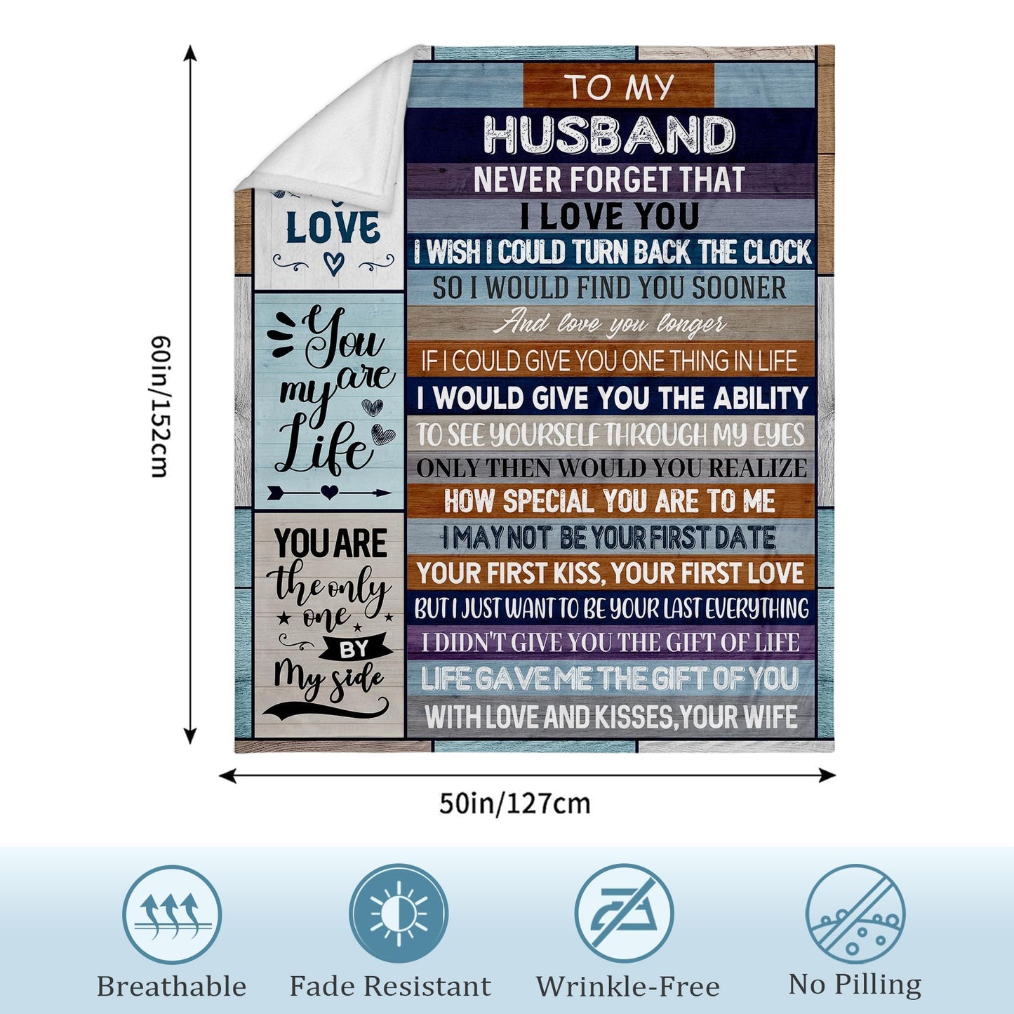 Ekpvgit Gifts for Him, Best Husband Gifts for Birthday, Fathers Day, Christmas, Wedding Anniversary, Valentines Day, Gifts for Husband Blanket 50"x60"