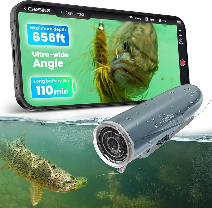 CanFish Fishing CamX Fishing Finders Camera, HD 1080P &136°Ultra-Wide-Angle,656FT ROV Waterproof Motion Sensing Segmented ...