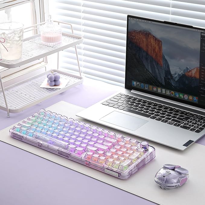 YUNZII X98 QMK/VIA Wireless Mechanical Gaming Keyboard with Knob,Tri-Mode BT5.0/USB-C/2.4GHz Hot Swappable Keyboard,Pre-lubed Switches Gasket Mount RGB Backlit for Wins/Mac (Purple, Snow Switch)