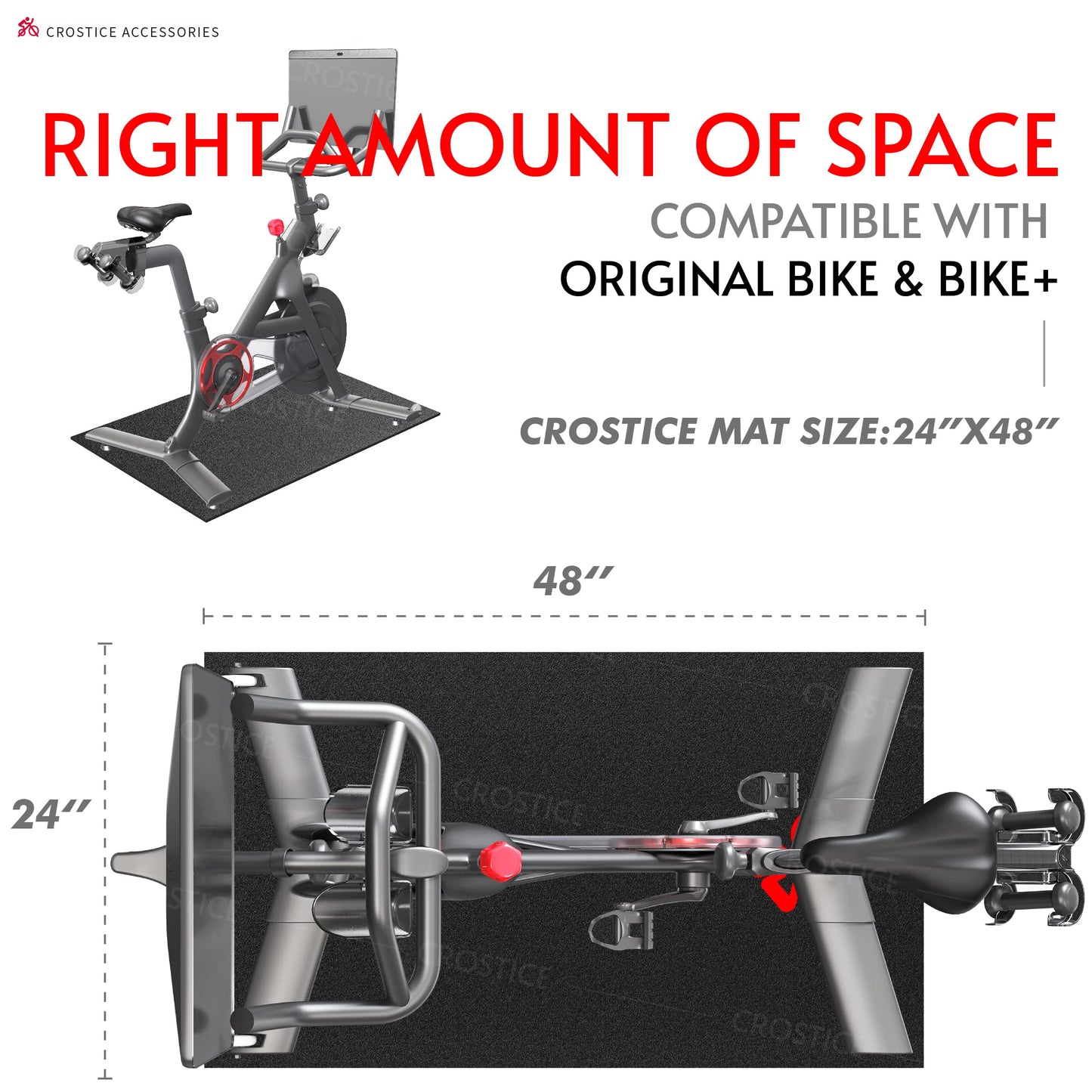 Bike Trainer Mat Compatible with Peloton Bike, for Treadmill & Row, THK 6mm, Under Mat Protect Hardwood Floor Carpet, Trainer Accessory for Indoor Stationary Exercise Bicycle