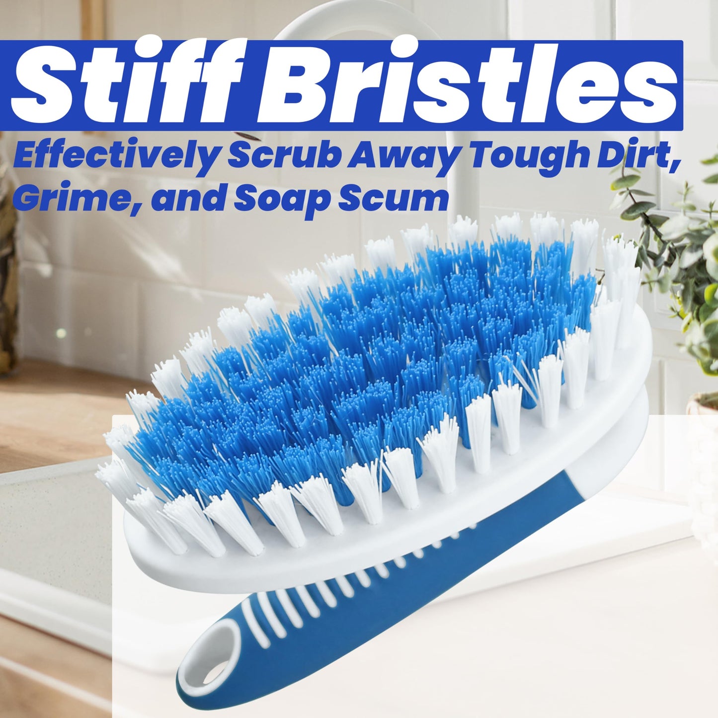 PHYEX Scrub Brush, 2 Pack Household Cleaning Brushes with Stiff Bristles, Scrubbing Brush for Carpet, Shower, Bathtub, Kitchen,