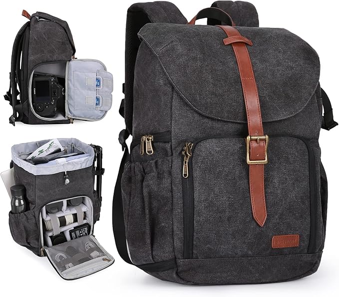 BAGSMART Camera Backpack, DSLR SLR Waterproof Camera Bag, Anti-Theft Photography Backpack with 15 Inch Laptop Compartment,...