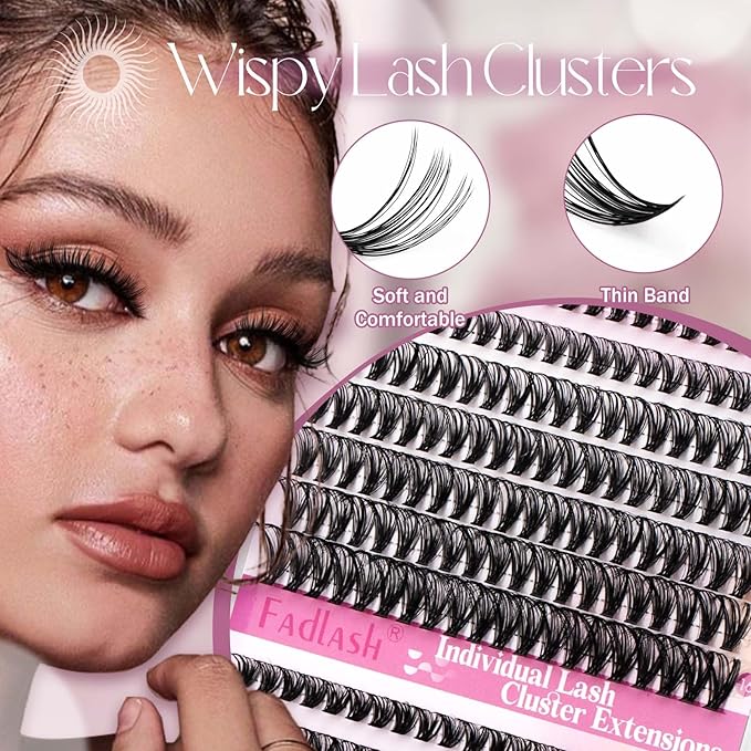 FADLASH DIY Eyelash Extension Kit, 240Pcs Lash Clusters with Lash Bond and Seal, Clusters Eyelash Applicator Tool, D Curl DIY Lash Kit (30D+40D Kit)