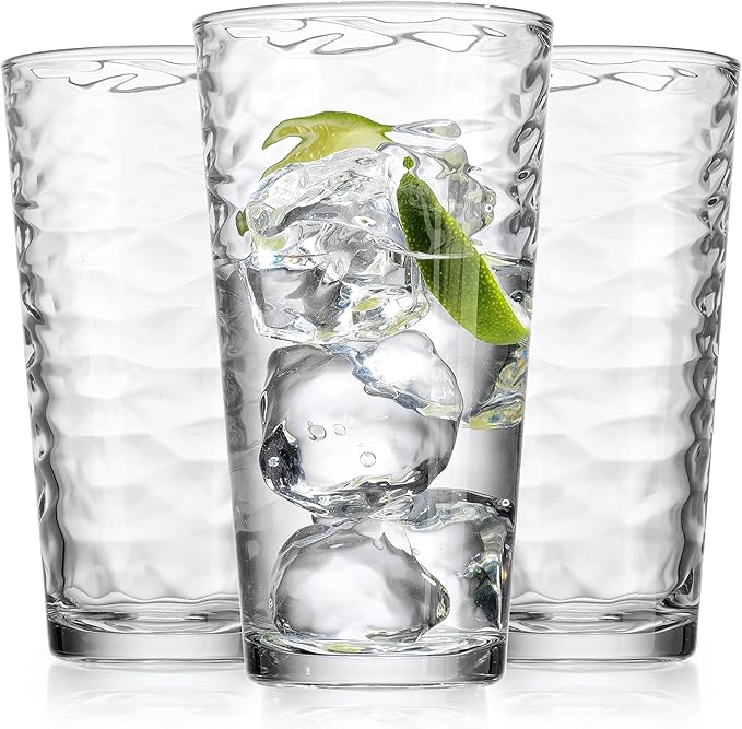 Glaver's Drinking Glasses Set of 10 Highball Glass Cups, 17 Oz Cooler Glassware. Home and Bar Everyday Basic Drinkware Ele...