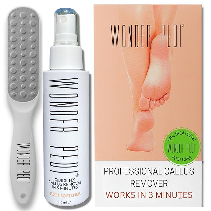 Callus Remover - Three Minutes Quick Fix- Foot File Rasp - Instant Foot Exfoliating Softener Peel Spray, Heels Callus Scrubber File - Home Spa Pedicure Treatment. Wonder Pedi