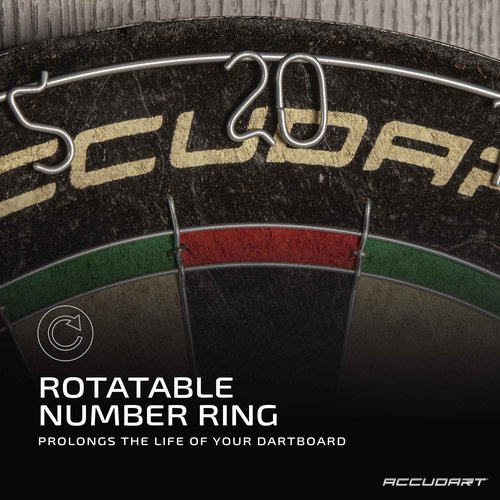 Accudart Armada Bristle Dartboard Cabinet Set - Official Size 18" x 1.5" - Self Healing Genuine Sisal - Wall Mount Cabinet Set - Round Spider Wires Reduce Bounce Outs - Rotatable Metal Number Ring