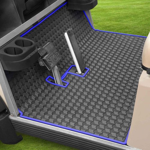 Golf Cart Mat for Club Car Ds Floor Liner Unique Cube Square Patent Design Fits Club Car DS 1982-2013 / Villager 1982-2018 Blue Trim