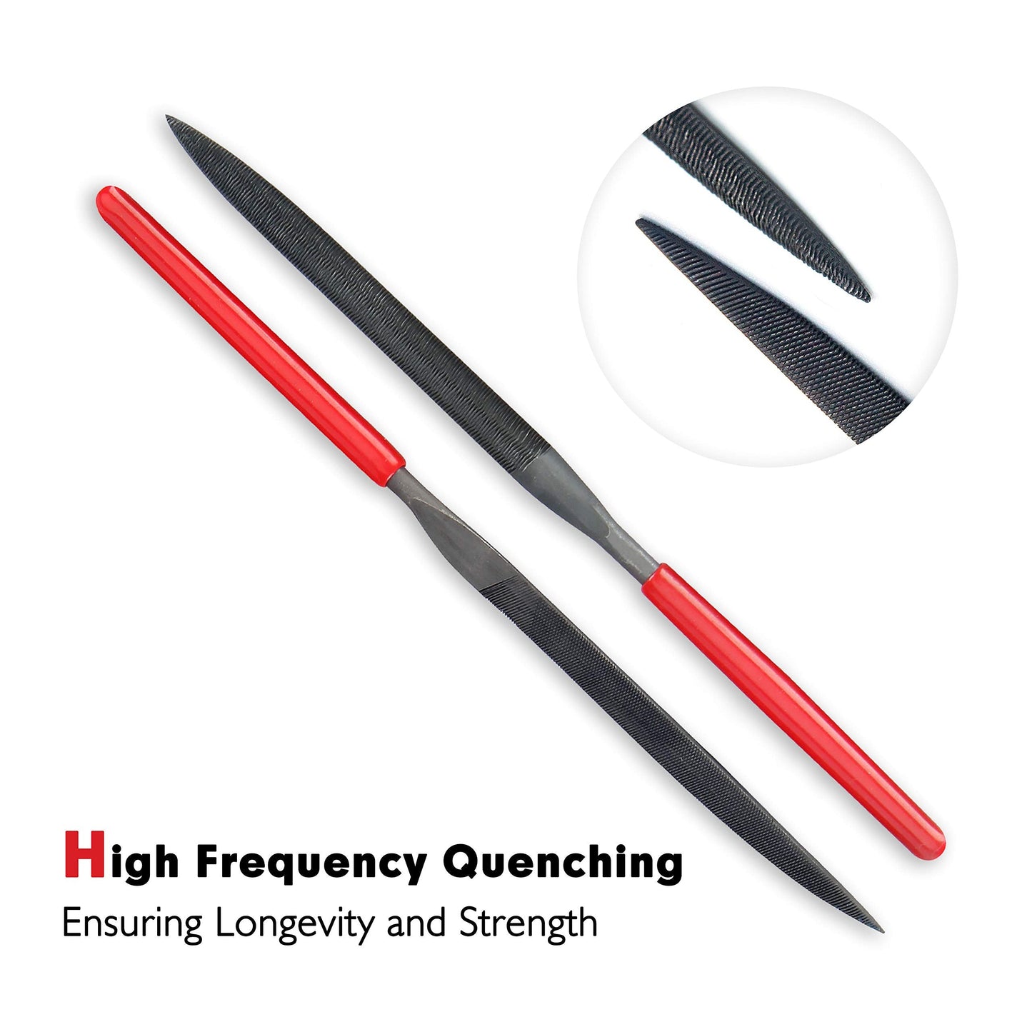 10Pcs Needle File Set- Hardened Alloy Steel, Mini Set Includes Tapered Round, Half Round, Barrette, Crossing, Knife, Warding, Square, Three Square