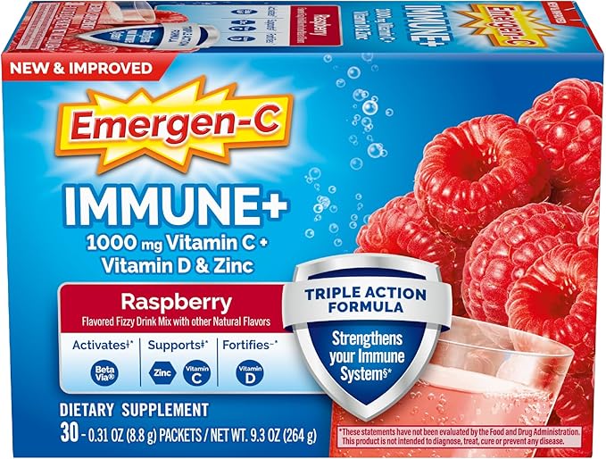 Emergen-C Immune+ Triple Action Immune Support Powder, BetaVia (R), 1000mg Vitamin C, B Vitamins, Vitamin D and Antioxidan...