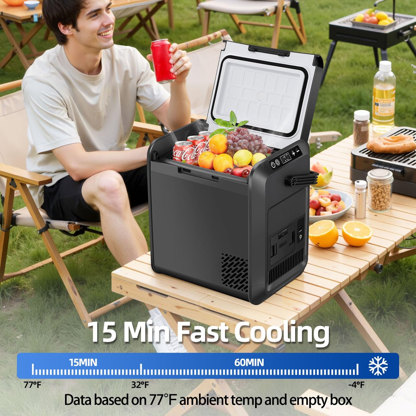 Tecnolove Car Refrigerator Freezer, 22QT Car Fridge Compressor Cooler for Vehicle Use, Dual Power 12V/24V DC & 110-240V AC, -4°F to 50°F for Truck, RV, SUV