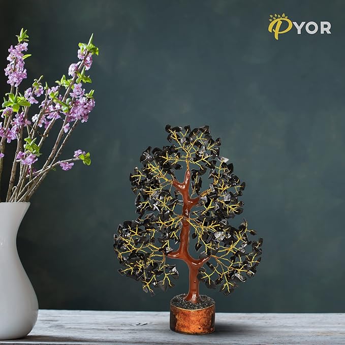 PYOR Black Tourmaline Stone, Crystal Tree, Black Tourmaline Crystals, Gem Trees, Positive Stones and Crystals, Office Desk Decor, Crystal Gifts