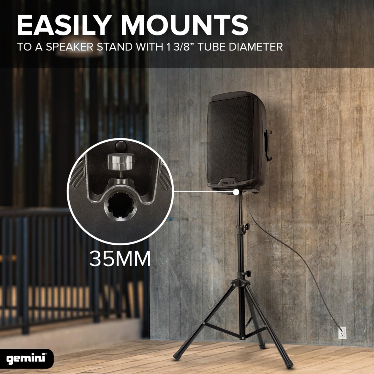 Gemini 1000W Powered Dj Speaker 10    - Compact Active Stage Monitor With Xlr/Aux Inputs, Built-In Mixer, Eq & Stand Mount For M