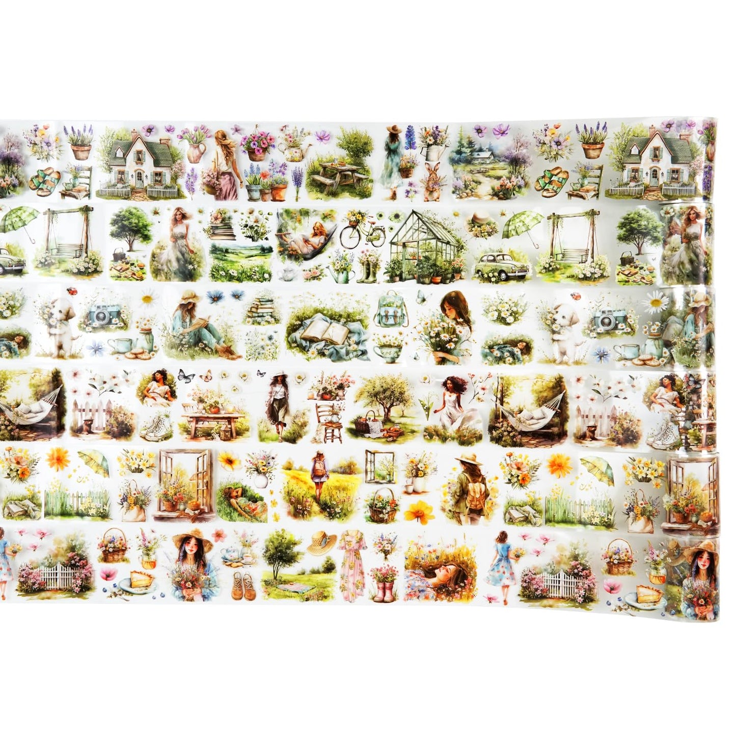 Camping PET Tapes Set, 6 Rolls of Nature Ephemera for Junk Journaling, Scrapbooking, Crafting, DIY Projects, Diaries, and Art Supplies