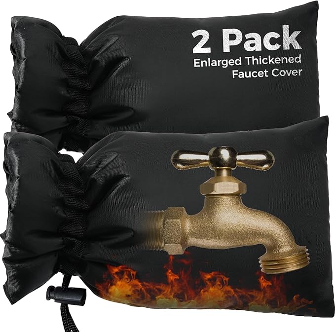 Outdoor Faucet Covers for Winter Freeze Protection, 2 Pack 6.7" x 9.5" Hose Bib Cover, Water Spigot Covers Winter Insulate...