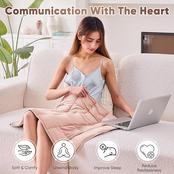 Pink Weighted Lap Blanket for Adults 7lbs, 24"x29", Cooling Heavy Throw Blanket, Portable Travel Weighted Blankets, Soft Small Blankets Gift for Sleeping