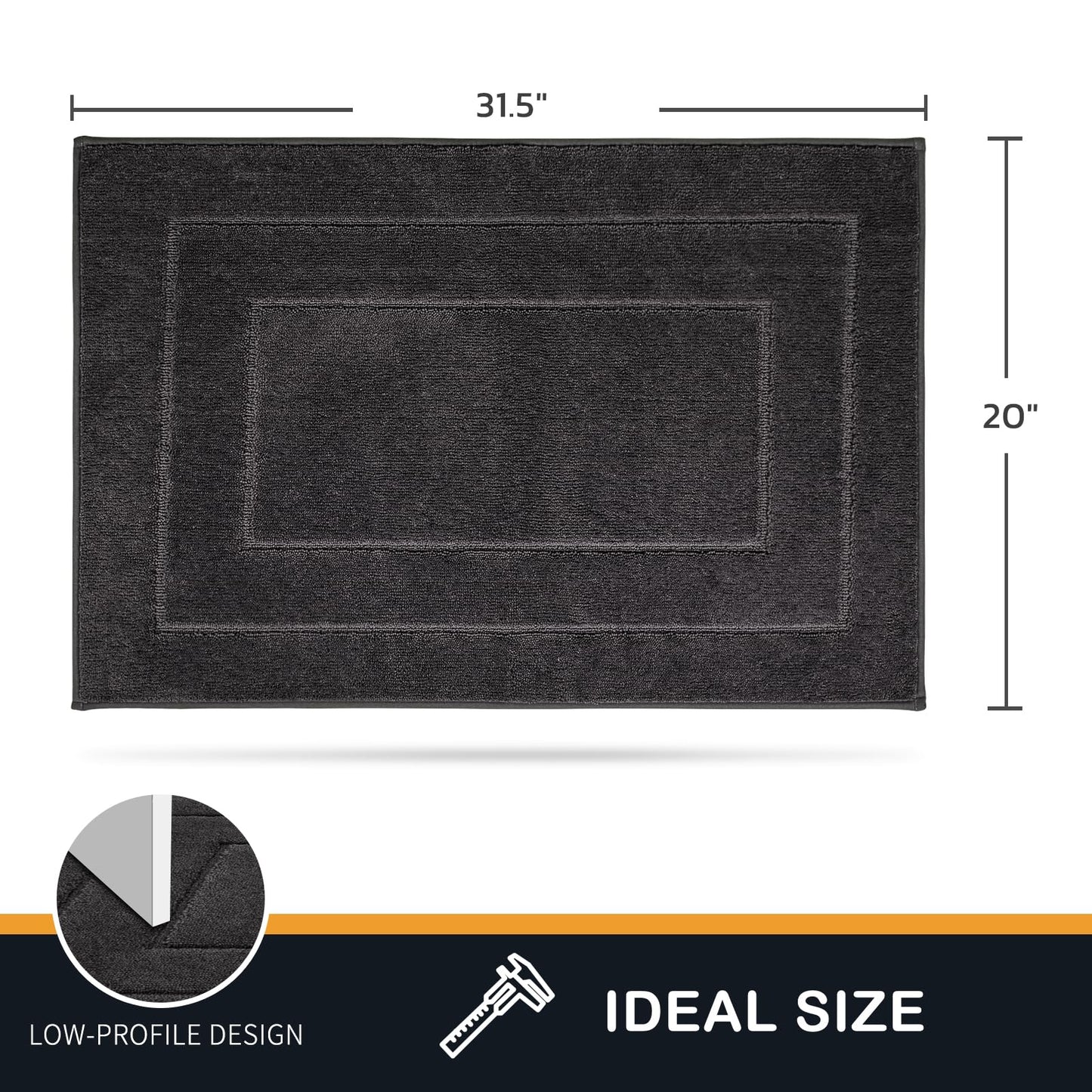 PURRUGS Dirt Trapper Door Mat 20" x 31.5", Non-Slip/Skid Machine Washable Entryway Rug, Dog Doormat, Super Absorbent Welcome Mat for Muddy Wet Shoes and Paws, Charcoal