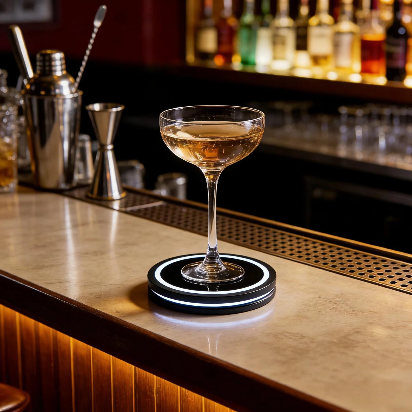 Smart coaster cocktail mixer 2.0 Machine,Portable Cocktail Maker Interactive Lighting with Built-in Smart Sensing Tech Easy to Clean & Carry Compact for Home Mat Bar Club Drink (1PC)