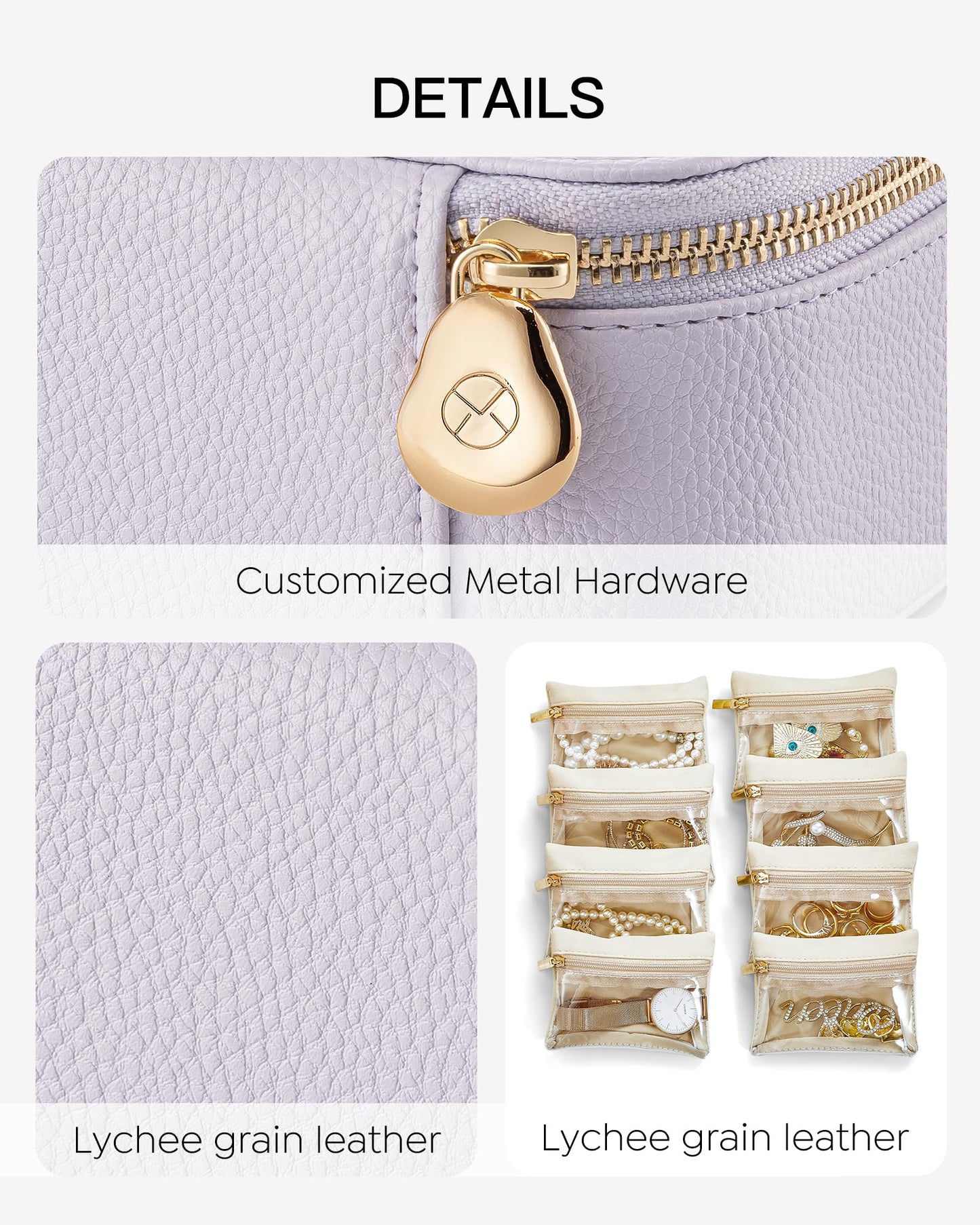 Vlando Jewelry Travel Organizer with 8 Velvet Jewelry Bags Travel Jewelry Box for Women Girls Jewelry Organizer Storage for Rings Earrings Birthday Christmas Gifts for Mom Wife Daughter-Purple