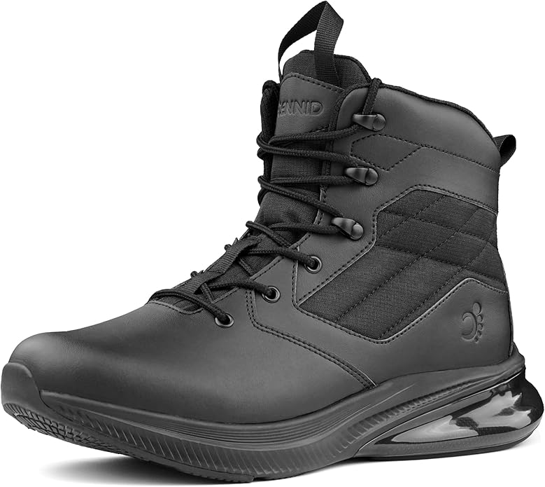 CENNID Men's Waterproof Tactical Work Boots Side Zipper Military Orthopedic Leather Boots Lightweight Motorcycle Combat Hi...