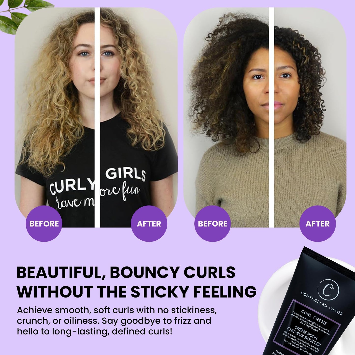 Controlled Chaos Curl Cream for Curly Hair Defining Cream with Shea Butter for Long Lasting Frizz Free Curls - Sulfate & Paraben