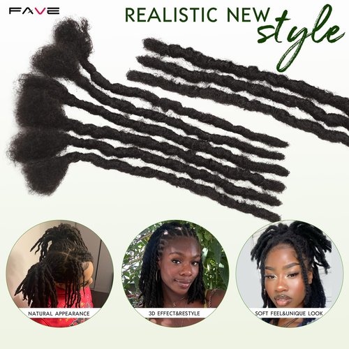 FAVE 10 Inch Human Hair Dreadlock Extensions,Handmade Loc Extensions Realistic locs Extension for Black Women (Width 0.6cm，Natural Black，30 Strands)