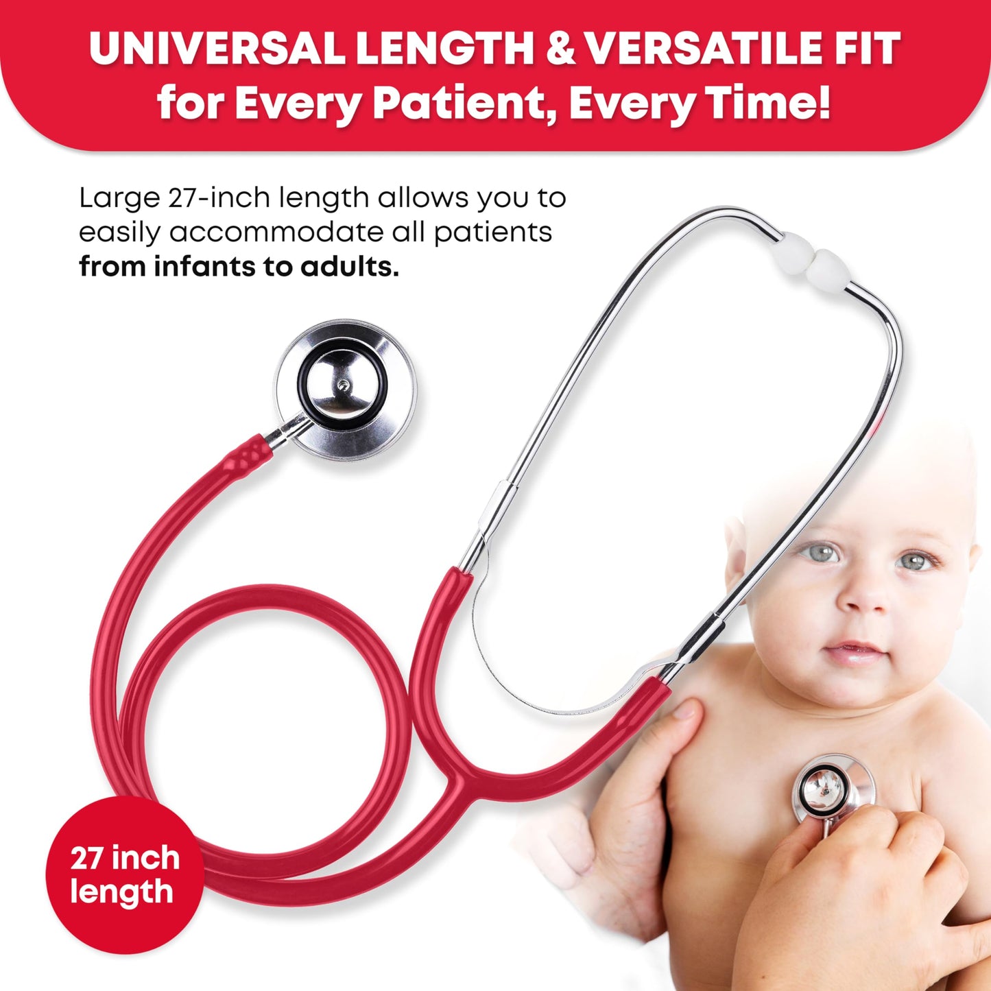 Ever Ready First Aid Dual Head Stethoscope - Red