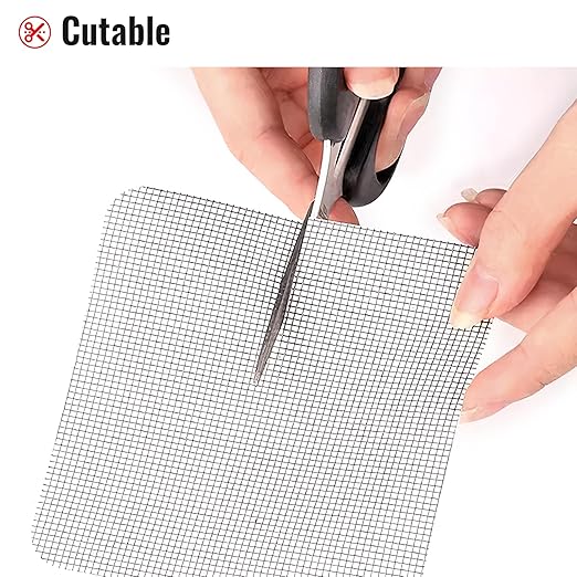 Matenf Window Screen Repair Patch, 10 Patches, 4"*1.9" & 1.9"*1.9", Black, 3-Layer Strong Adhesive Window Screen Mesh Tape, Repair Kit for Window and Door Screen Tears Holes