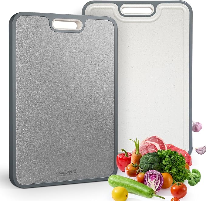 Titanium Cutting Board for Kitchen, Double Sided, Pure TA1 Titanium/Wheat Straw pp, Dishwasher Safe, Hardened Crystallized Surface, Eco-Friendly, Large Cutting Board, 15” x 11”