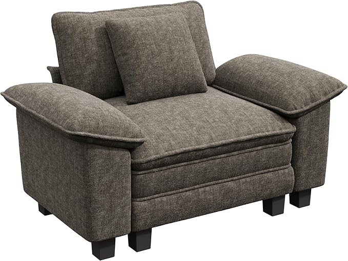 MIXPATIO 53.5" Modular Sectional Single Sofa, Soft Plush Chenille Armchair with Comfortable Deep Seat & Removable Arms for Living Room，Smoky Gray