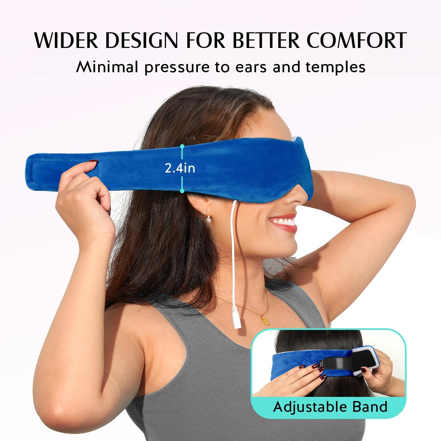YFONG Heated Eye Mask, Warm Eye Compress Mask for Dry Eyes, USB Electric Heating Pad with Temperature & Timer Control, Dry Sleep Mask for Relax & Reduce Strain Dark Circle Stye Treatment, Blue
