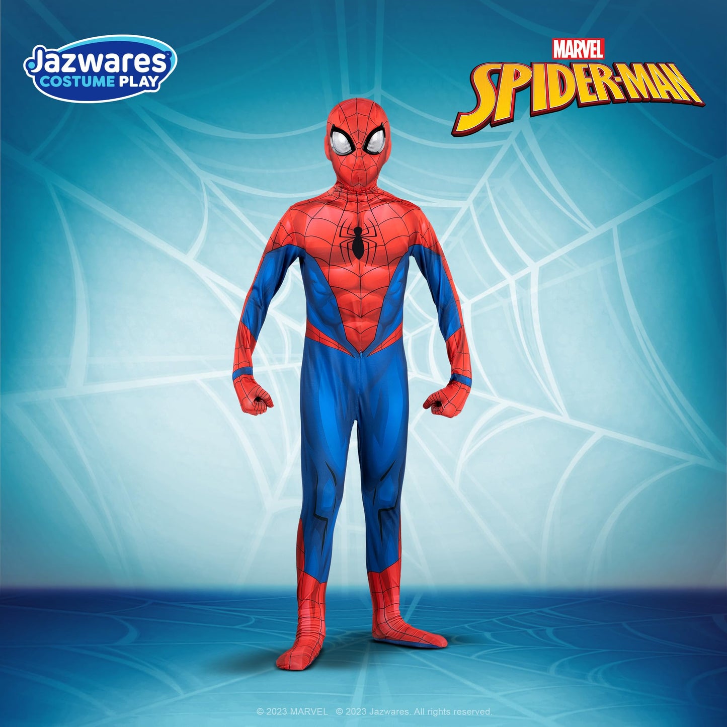 Marvel Spider-Man Official Youth Deluxe Zentai Costume - Deluxe Two-Way Stretch Spandex with Invisible Zippers and Wrist Openings for Added Convenience Multi