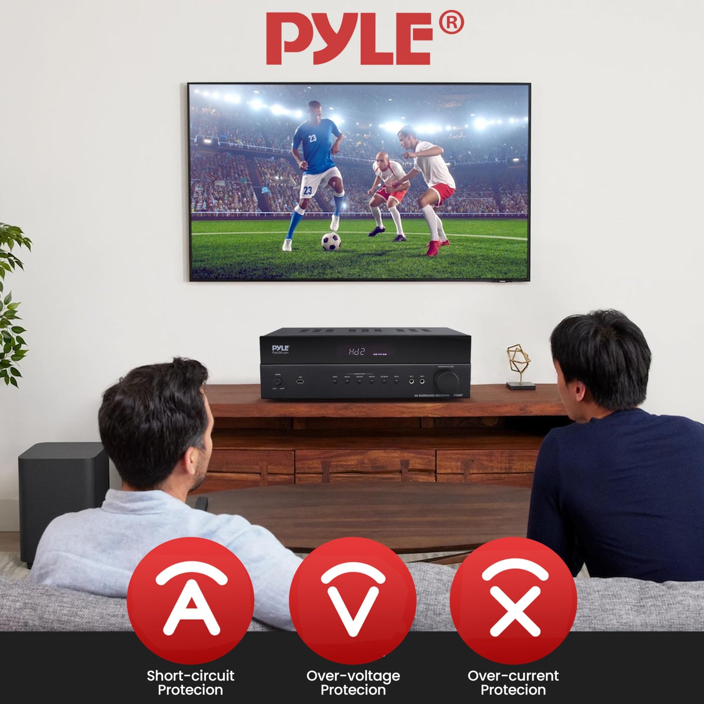 Pyle 5.2 Channel Hi-Fi Home Theater Receiver - 1000W MAX Wireless BT Surround Sound Stereo Amplifier System with 4k Ultra HD Support, MP3/USB/DAC, Ideal for Immersive Home Audio Experience