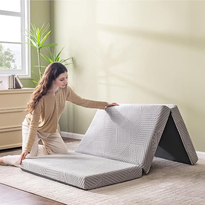 Folding Mattress, 4 Inch Twin Tri Folding Memory Foam Mattress for Camping Guest Bed, Washable Cover & Non-Slip Bottom, 7...