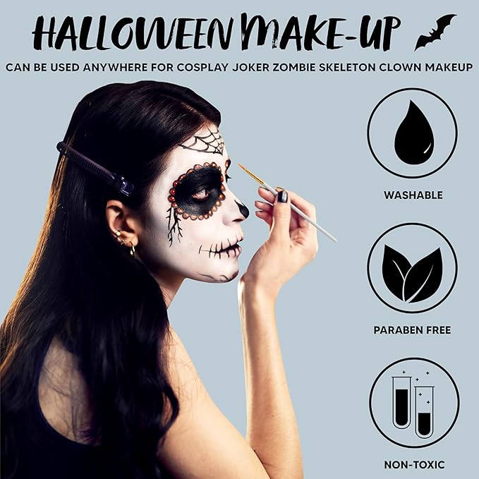Spooktacular Creations Halloween Makeup Face Body Paint Waterproof Foundation Cream Cake Tub, Halloween Party Cosplay Clown Sfx Costume and Dress Up Makeup for Adult(1 Oz, White)