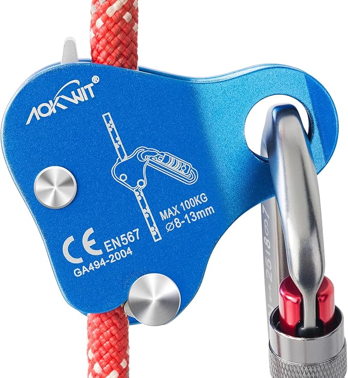 Climbing Ascender Rope Grab Fall Protection Belay Device Tree Climbing Gear Rappelling Equipment Rope Ascender for Rock Cl...