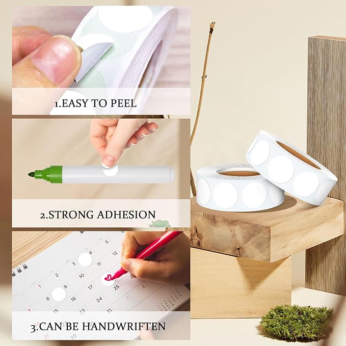 ‎‎WANSTE 10Rolls 10000PCS 0.75 Inch Small White Circle Sticker, Permanent Sticky Dot Color Code Labels in Dispenser Box,Round Blank Labels Total for Documents, Inventory,Calendars, CDs,Garage Sales