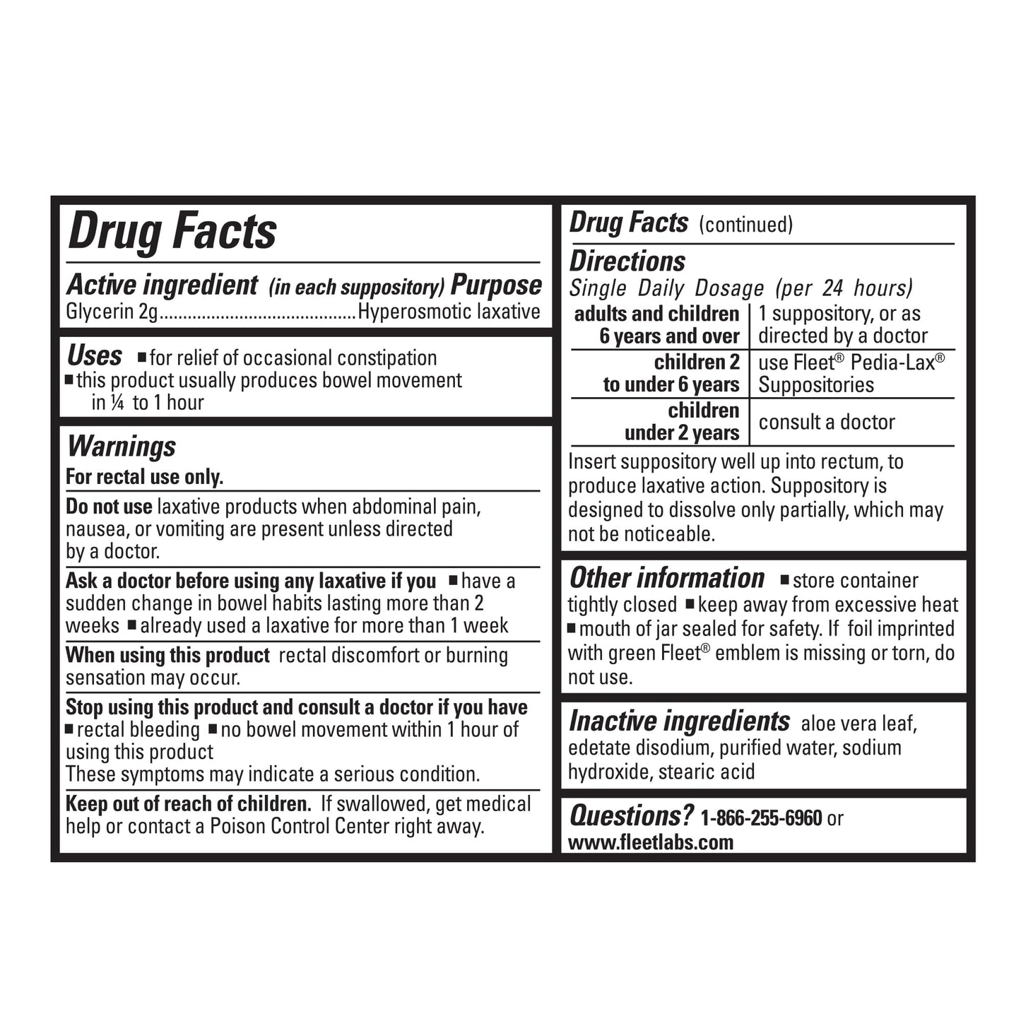 Fleet Laxative Glycerin Suppositories for Adult Constipation - 50 Count