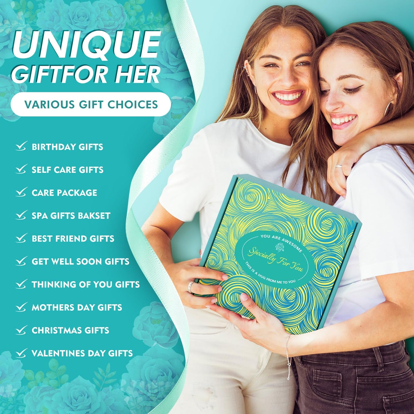 Birthday Gifts for Women, 15PCS Self Care Package Get Well Soon Gifts, Ocean Relaxing Self Care Gifts Basket, Unique Gift idea for Her, Mom, Sister, Wife, Best Friend, Mother's Day, w/ Tumbler