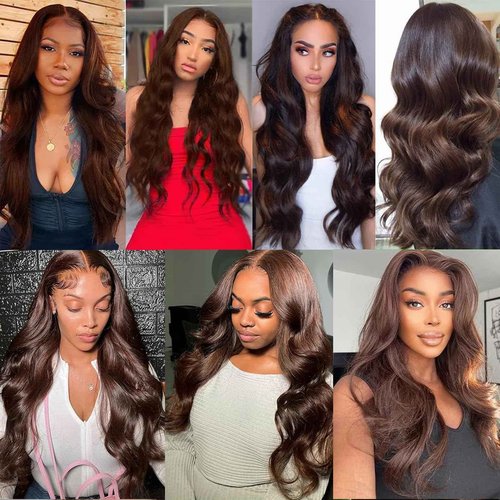 Fabimiya 18 20 22 Inch Human Hair Bundles Chocolate Brown 4# Body Wave Bundles Human Hair 100% Unprocessed Soft Sewn In Hair with Double Weft for Black Women