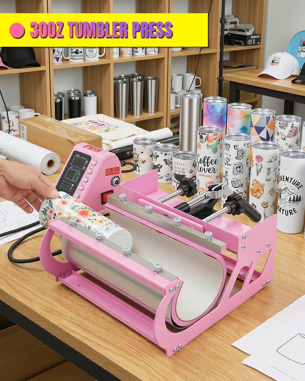 15x15 Heat Press Machine for T Shirts with 30oz Tumbler Press 5-in-1 Slide Out Easy Loading Heat Transfer with Dual-Tube Heating & 4-Zone PID Temp Controller for Quick & Even Heat on Hat Cap Mug Plate