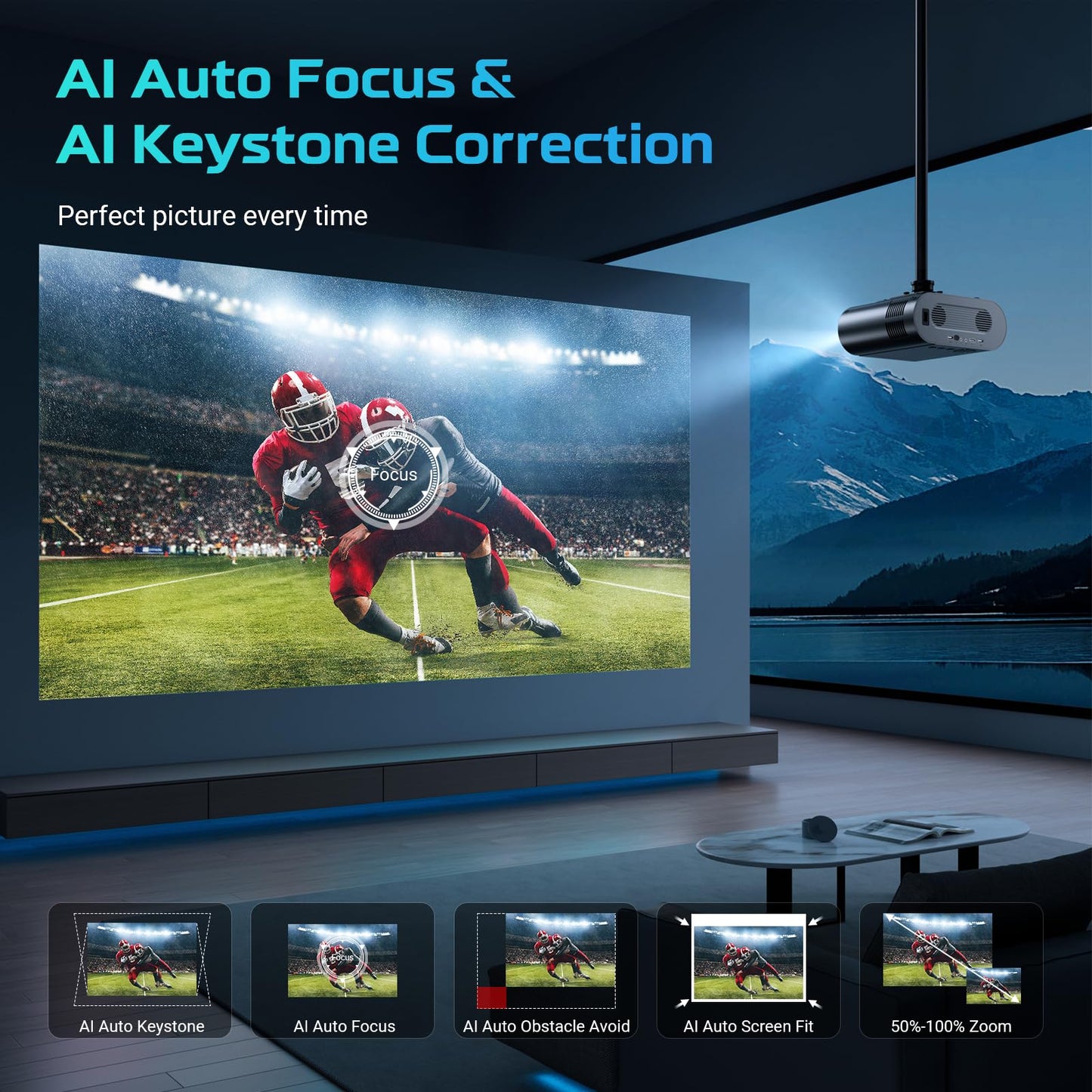 [Google TV/Voice Control]GooDee 4K UHD Smart Projector with WiFi and Bluetooth, Portable Movie Projector Applicable Netflix,Prime Video,YouTube Built-in, Dolby Sound Home Theater for Indoor/Outdoor