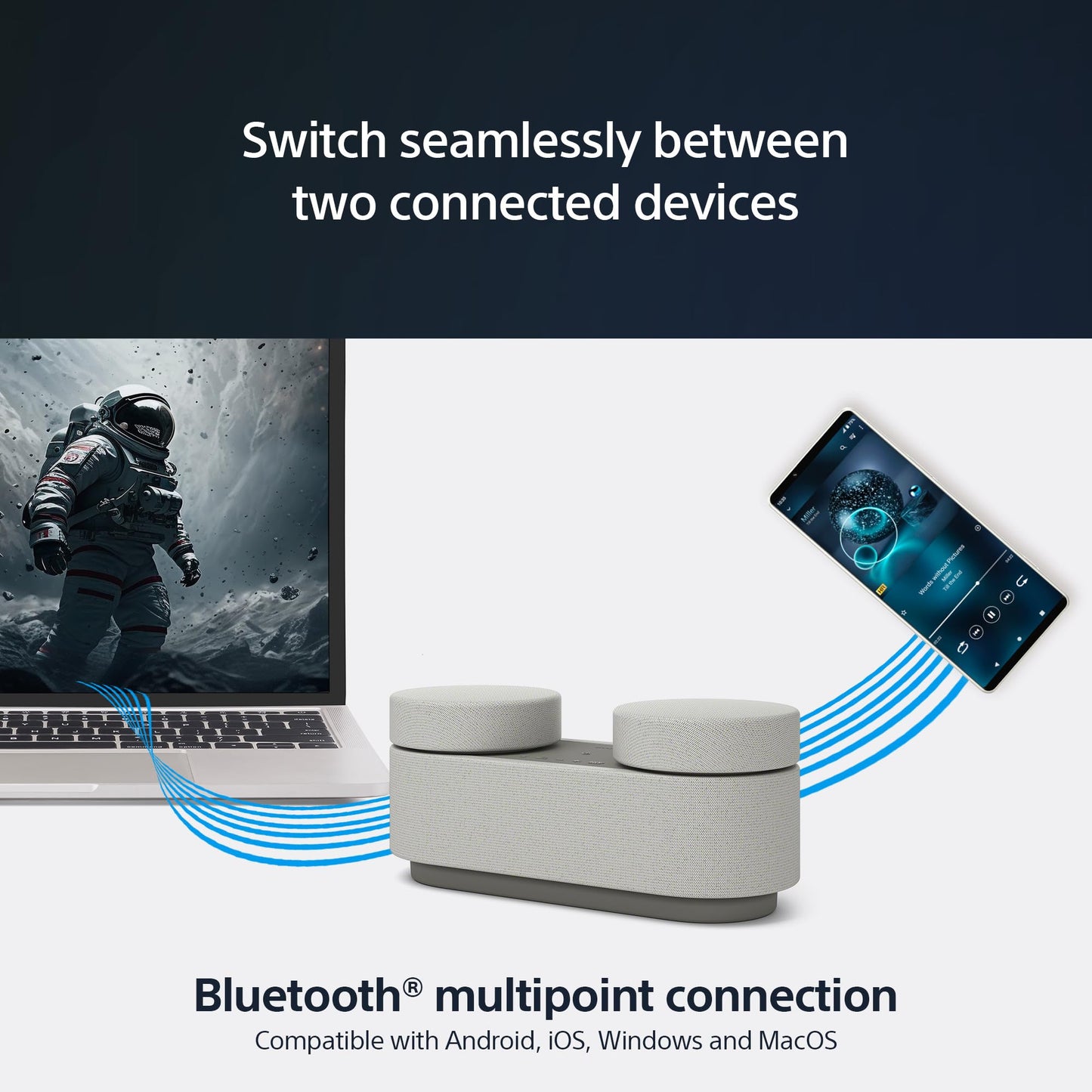 Sony HT-AX7 Portable Theater System for Tablet, Phone, Laptop, Projector - Cinematic Surround Sound Speaker - 30H Battery - Easy Bluetooth Connection
