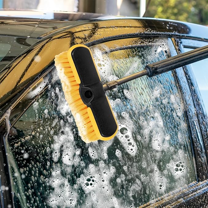 10 Inch Car Wash Brush Head, Scrub Brush Attachment for Long Handle Extension Pole,Outdoor Broom and Scrubbing Brush for Cleaning Window, Wall, House Floor, Deck, Patio, Car