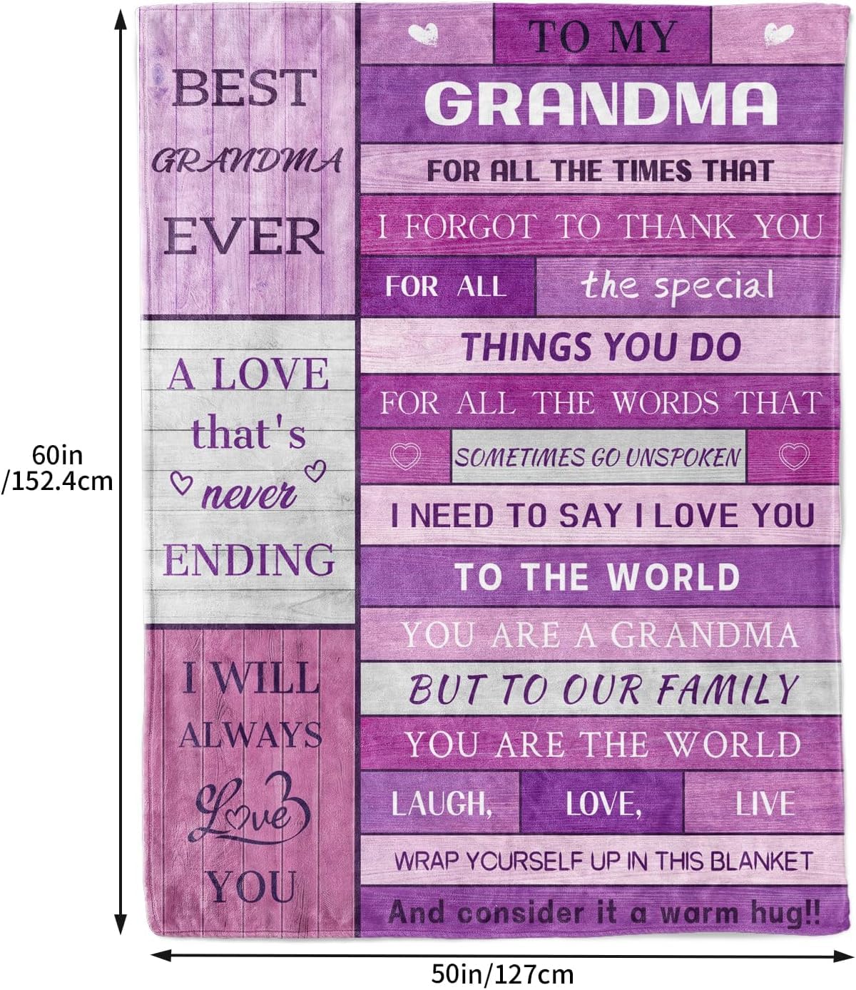 Calibron Grandma Gifts from Grandkids, Gifts for Grandma Soft Fleece Blanket, Grandmother Birthday Gift from Granddaughter, Grandmother Gift Throw Blanket 60x50inch