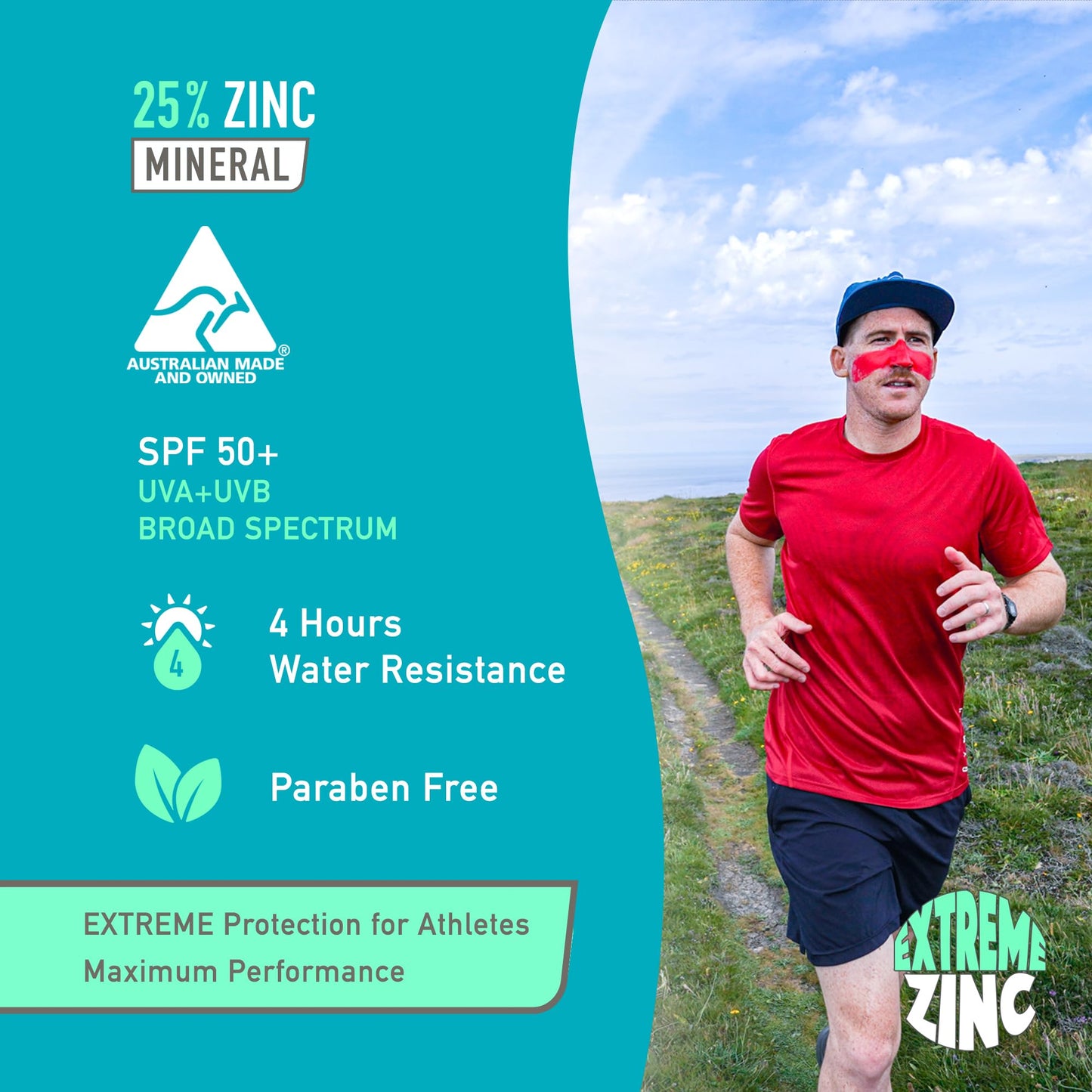 Sun Zapper Extreme Zinc Oxide Sunscreen Stick - SPF 50+ Water Resistant - 3-Pack (Red, White, Blue) - For Face - Made in Austral