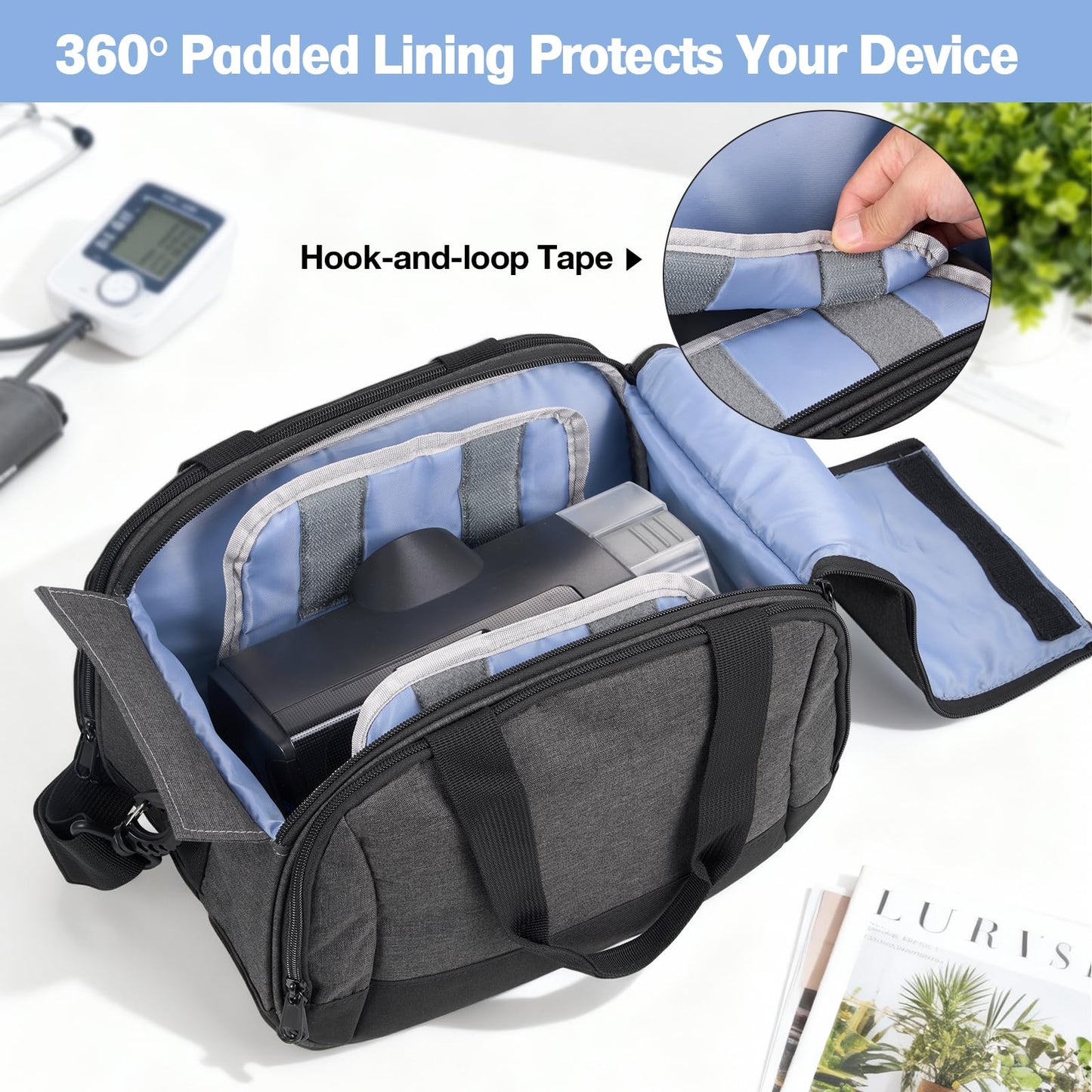 Hautton CPAP Travel Bag, Carrying Case Compatible with ResMed AirSense 10/11/10 Elite, AirStart 10, Philip Dreamstation, XT Fit, Portable Storage Bag for CPAP Machine and Supplies -Grey