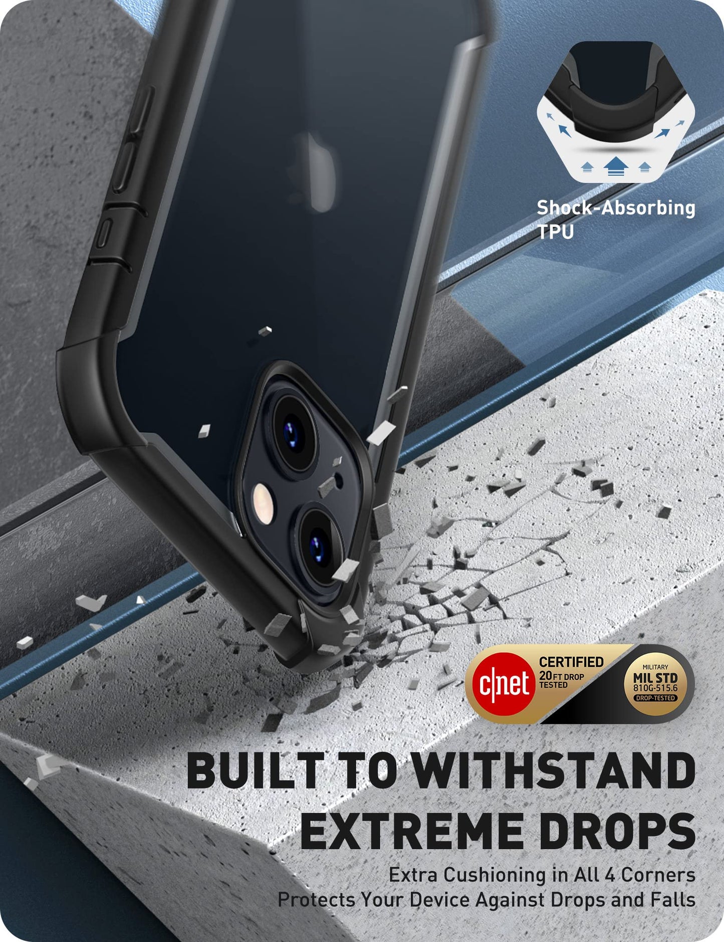 I-Blason Ares Transparent Case Bumper Case For Iphone 14 Iphone 13 Mobile Phone Case Black | 6.1 Inch, 360 Degree, Robust Protec
