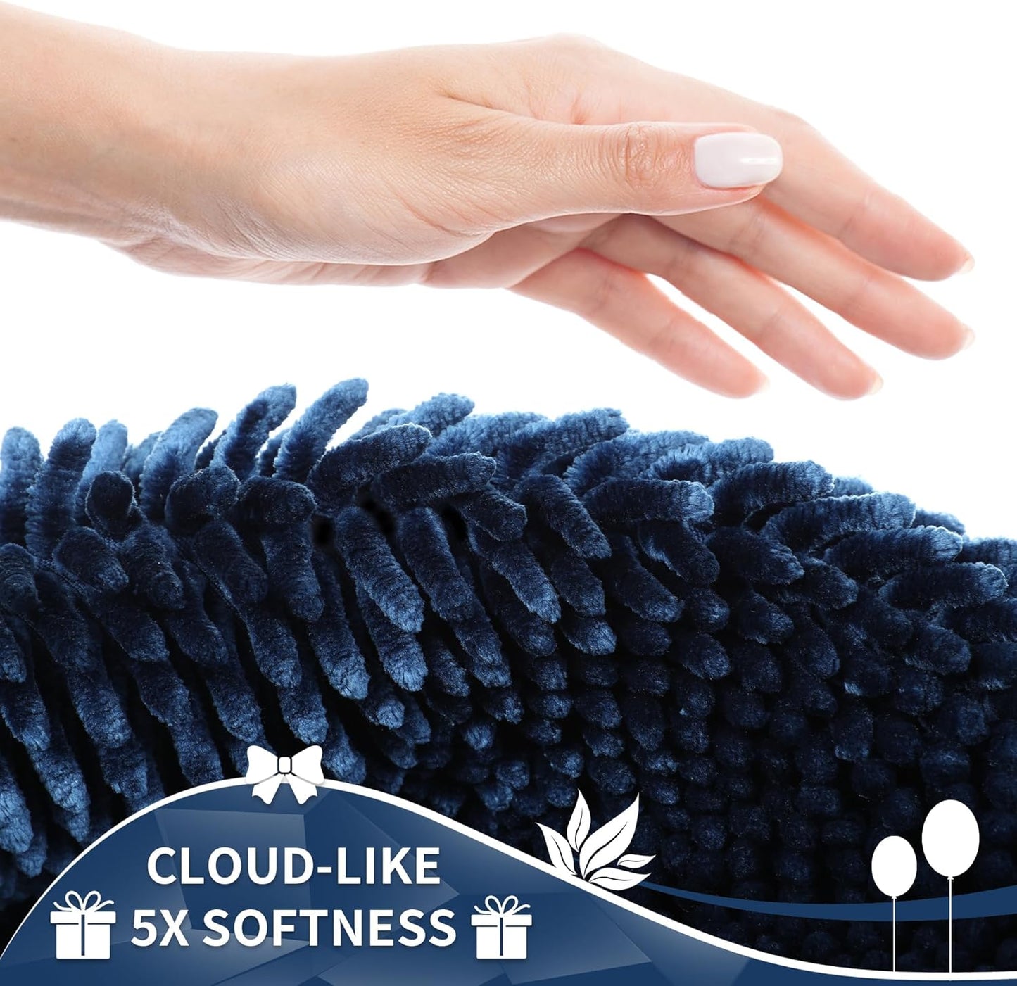 Yimobra Long Bathroom Rug Non Slip 44x24 Inch, Extra Thick Soft Absorbent Chenille Bath Mat, Machine Washable Quick Dry Bath Rugs for Bathroom Floor, Tub and Shower, Home Decor Accessories, Navy Blue