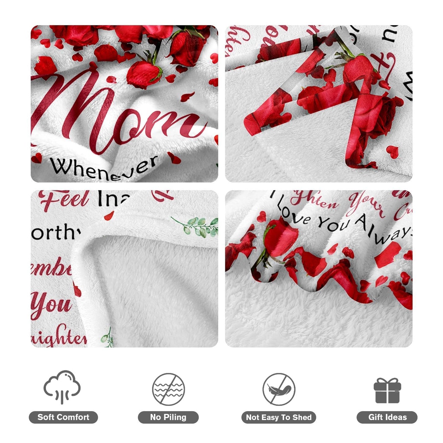 Lavua Gifts for Mom from Daughter Son - I Love You Mom Blanket - Presents for Best Moms - Mother Birthday Gift - Christmas Valentines Mothers Day Birthday Gifts for Moms - to My Mom's Blanket 50"x60"