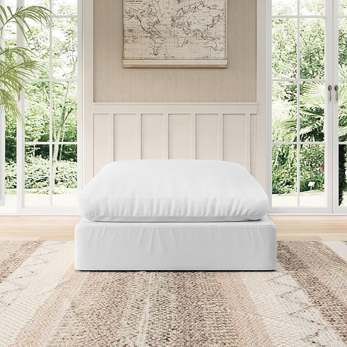 Intuition Decor Modular Sectional Sofa Cloud Couch,Down Filled Comfy Cloud Modern Sofa,White Linen Oversized Couch Cushion Covers Removable for Living Room